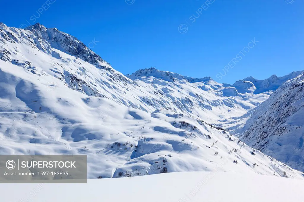 Alps, Alpine, panorama, Andermatt, view, mountain, mountains, mountain panorama, mountains, summit, peak, Gütsch, cold, snow, Switzerland, Europe, Swi...