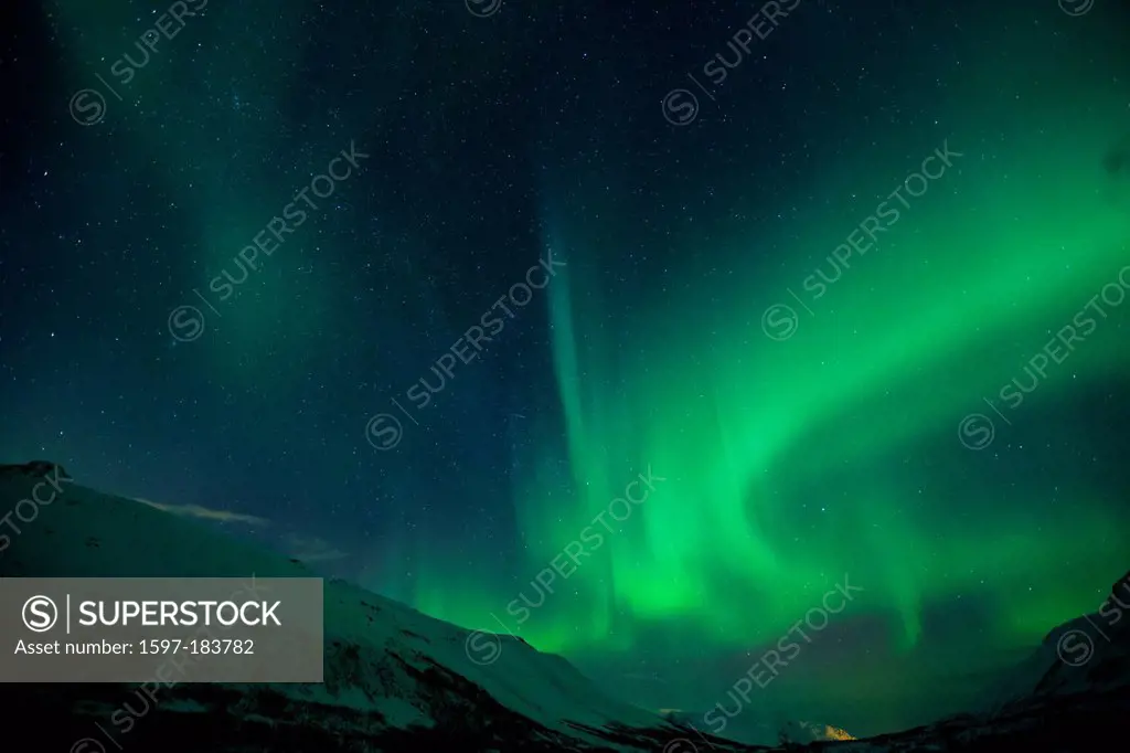 Aurora Borealis, Breivikeidet, Europe, sky, night, Northern lights, Norway, polar light, Scandinavia, Tromsö, winter, sky appearance, natural wonder, ...