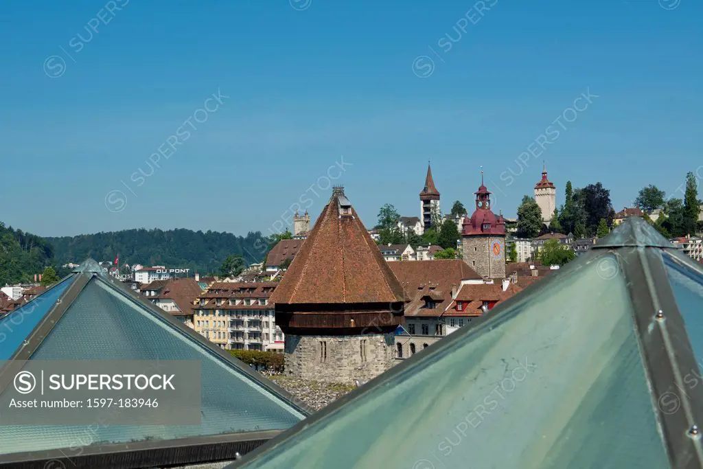 Switzerland, Europe, Lucerne, Luzern, town, city, Old Town, chapel bridge, bridge, tourism, roof window