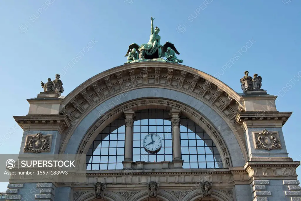 Switzerland, Europe, Lucerne, Luzern, town, city, railway station, old, curve historically, monument