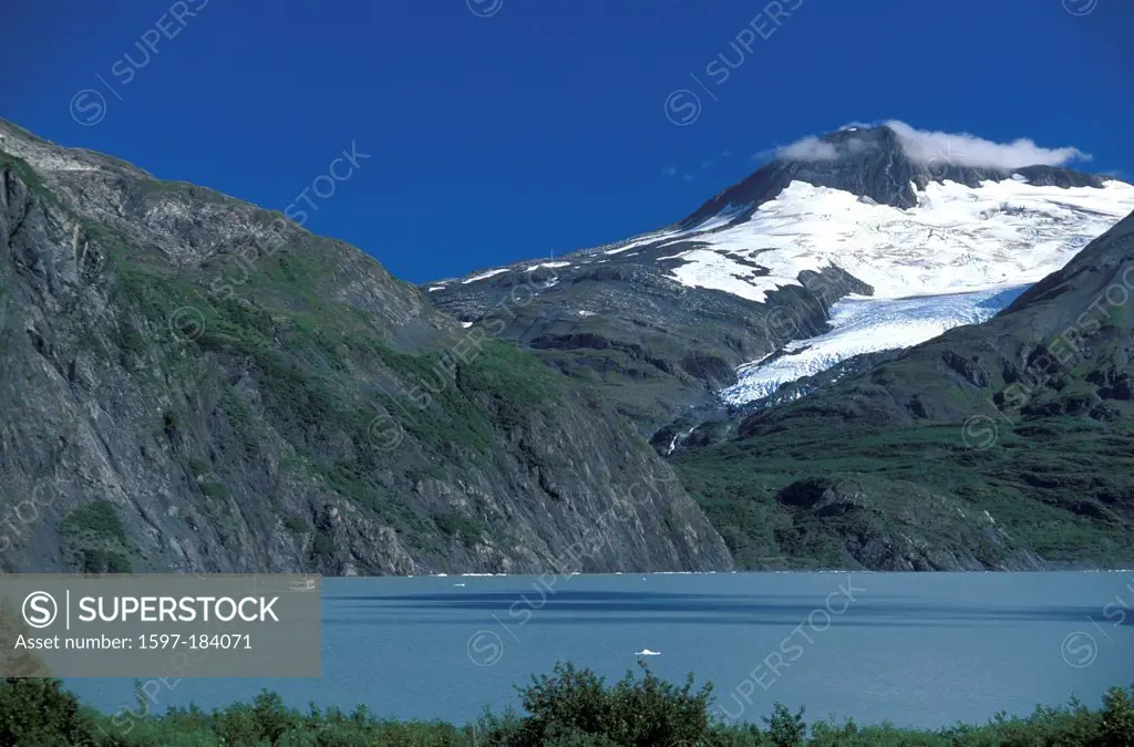 Portage Lake, Portage Glacier Road, Alaska, USA, glacier, sunny, cold, mountains, water, recreation, wilderness, boats, lake