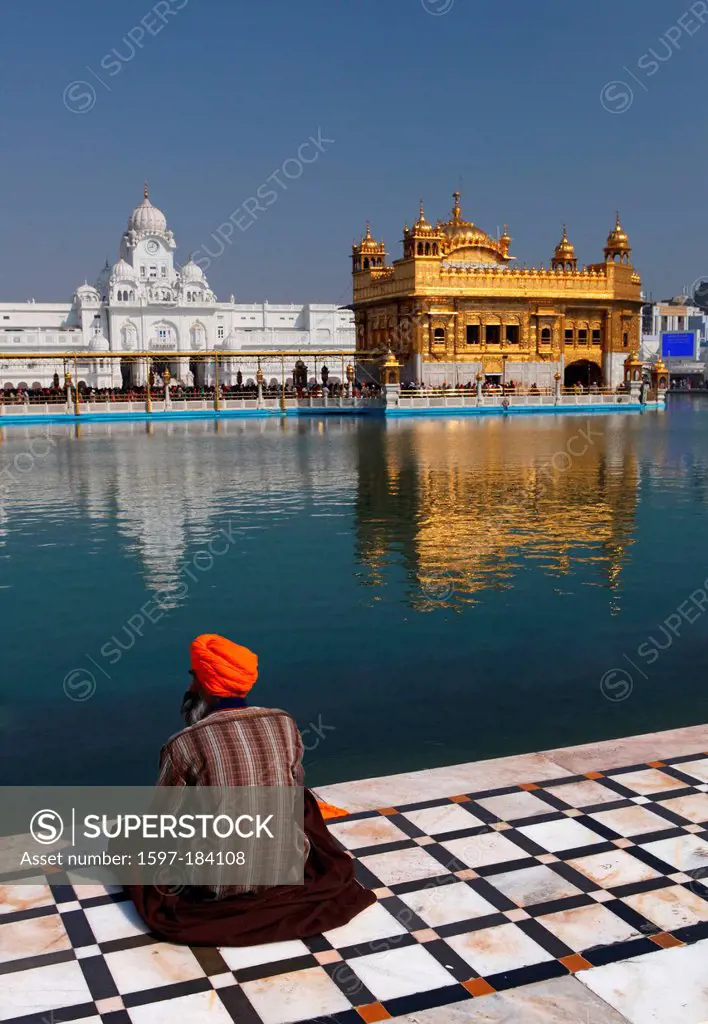 More golden, temples, Amritsar, sanctum, pray, religion, faith, sari, turban, lake, washbasin, holy, meditation, peaceful, water, bath, Sikh, India, A...