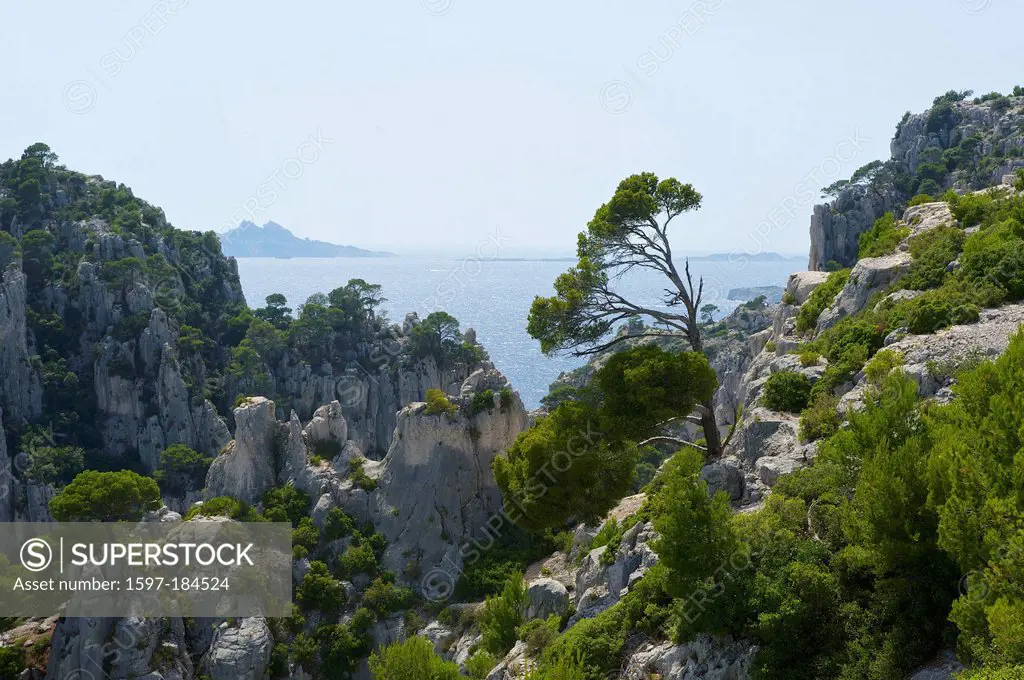 France, Europe, South of France, Cote d'Azur, Calanques d'En Vau, Calanques, Cassis, rock coast, coastal, coast, scenery, outside, day,