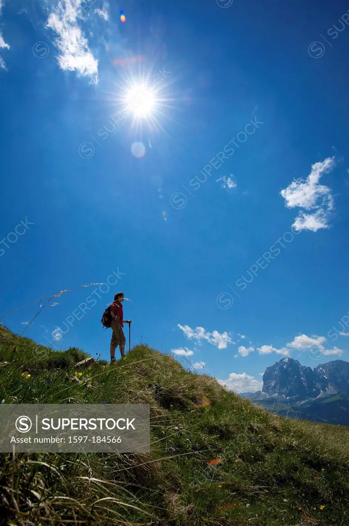 South Tirol, Italy, Europe, Dolomites, mountain landscape, mountains, scenery, nature, Grödnertal, Val Gardena, traveler, traveller, activity, active,...