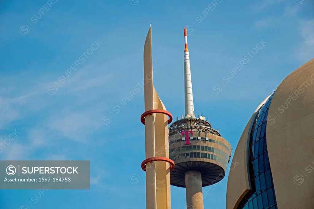 Architecture, observation tower, federal republic, Germany, Ditib, Ehrenfeld, emblem, Europe, communication, tower, television tower, building, constr...