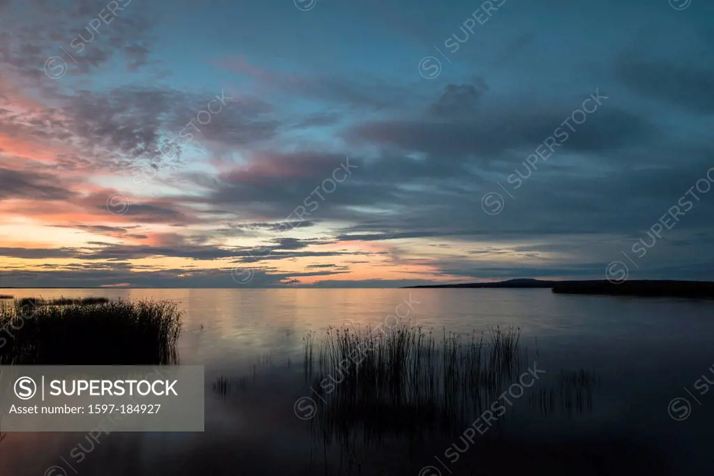 Lidköping, Sweden, Northern Europe, Scandinavia, lake, sundown, sunset, southwest Sweden, Vänern, Vänern lake, water, Europe, European, water, idyll, ...