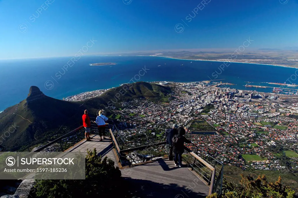 Table Mountain, Cape Town, Signal Hill, Lions Head, Robben Island, Cape Town, South Africa, Africa,