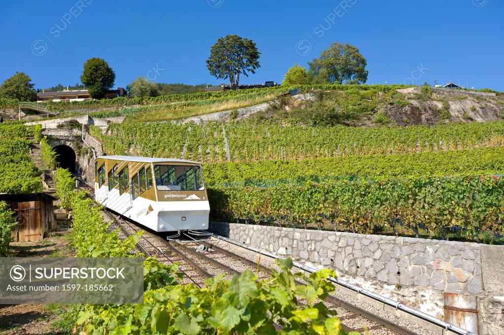 Switzerland, Europe, transport, Funiculaire, town, city, wine, vineyard vineyards, summers, Chardonne, Vevey, Vaud, VD, funicular railway, cable car, ...