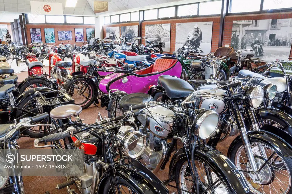 England, West Midlands, Birmingham, Solihull, National Motorcycle Museum, Display of Vintage Motorcycles