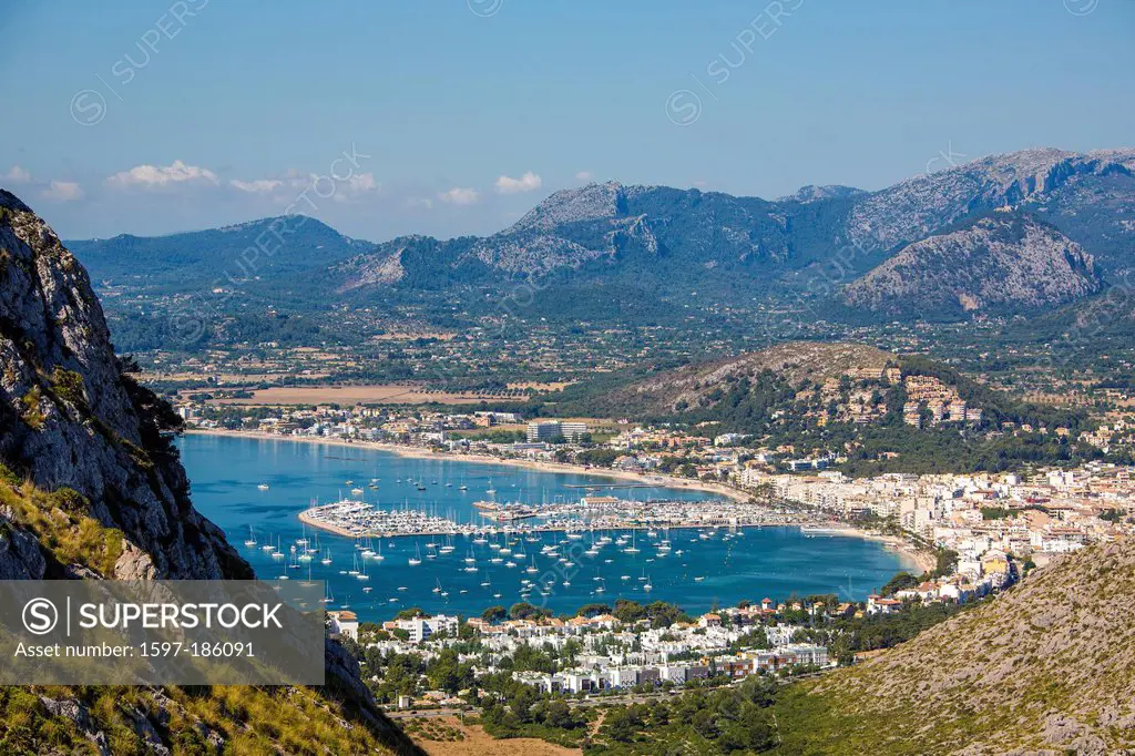 Formentor, Mallorca, Balearics, Pollensa, City, bay, boats, harbour, island, landscape, Mediterranean, port, Spain, Europe, touristic, travel