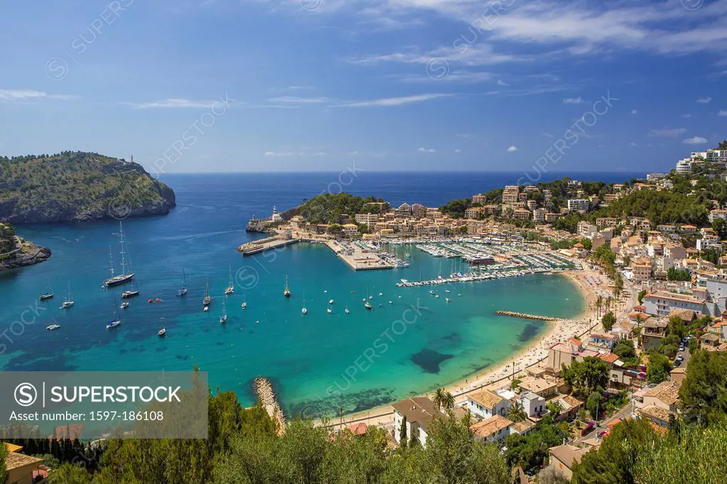 Mallorca, Balearics, architecture, blue, city, harbour, island, landscape, marina, Mediterranean, port, soller, Spain, Europe, touristic, travel, wate...