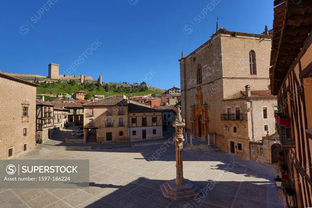 Burgos, Castilla, Castile, Duero, Penaranda, Santa Ana, architecture, castle, church, history, old town, Spain, Europe, spring, square, touristic, tra...