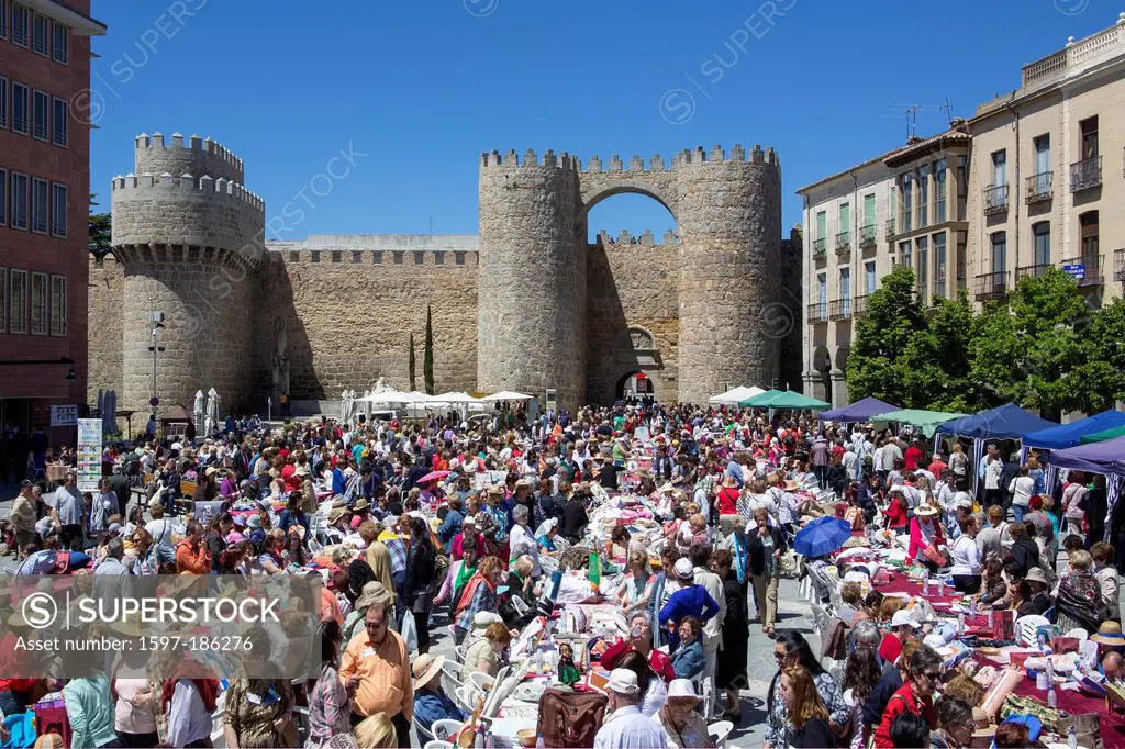 Alcazar Gate, Avila, City, world heritage, Castilla, Castile, Lace, arch, architecture, Avila, colourful, contest, gate, history, Spain, Europe, sprin...
