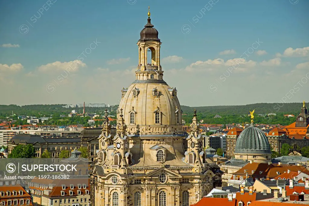 Germany, Dresden, Europe, Church of Our Lady, free state, church of the cross, church, panorama, Saxony,
