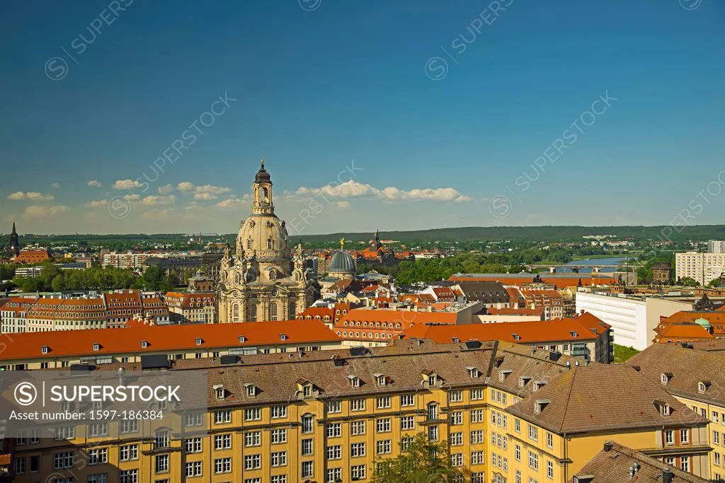 Germany, Dresden, Europe, Church of Our Lady, free state, church of the cross, church, panorama, Saxony,