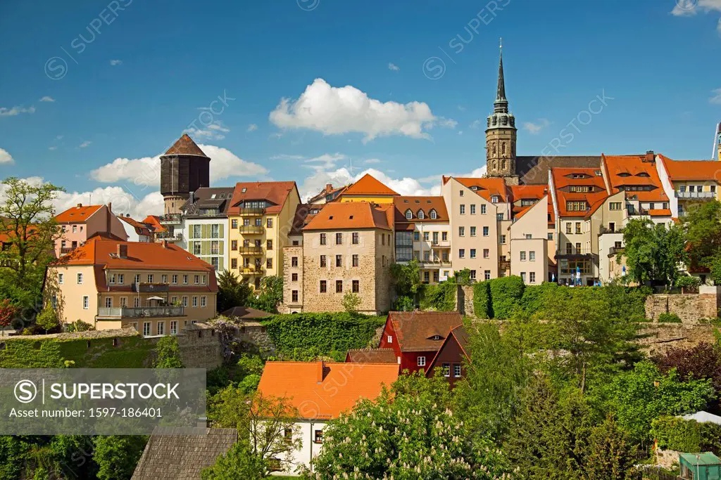 Bautzen, Budysin, Germany, cathedral, dome, Europe, Lusatia, Oberlausitz, Upper Lusatia, panorama, Petri, Saxony, water tower