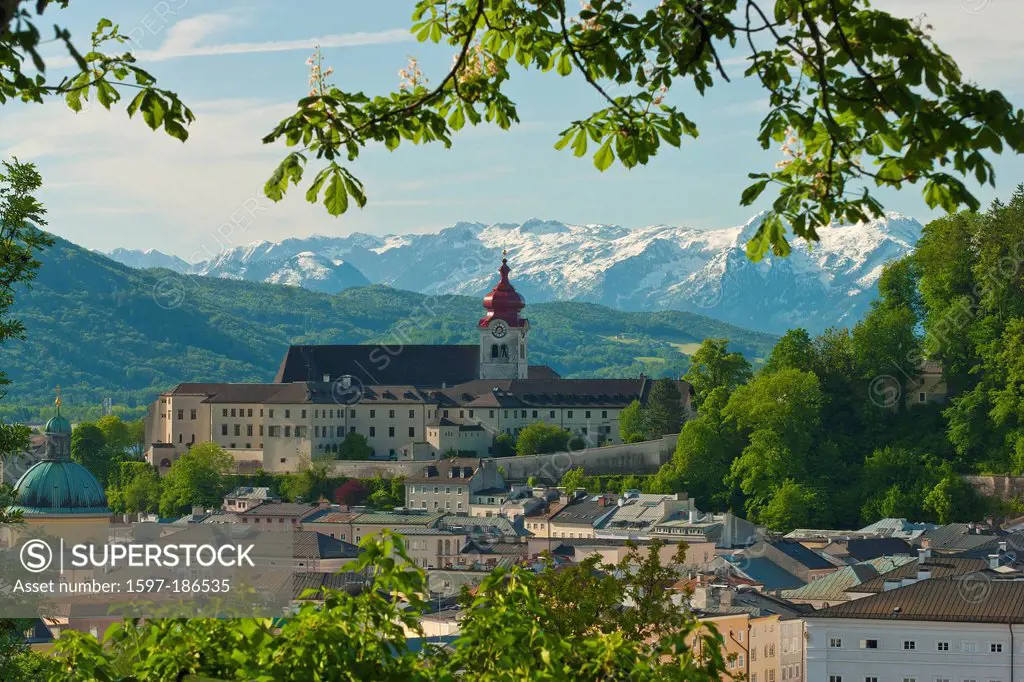 Austria, Austria, Salzburg, town, city, church, religion, faith, tower, towers, town, city, mountain, town, city, Old Town, mountain Nonn, Nonnberg, T...
