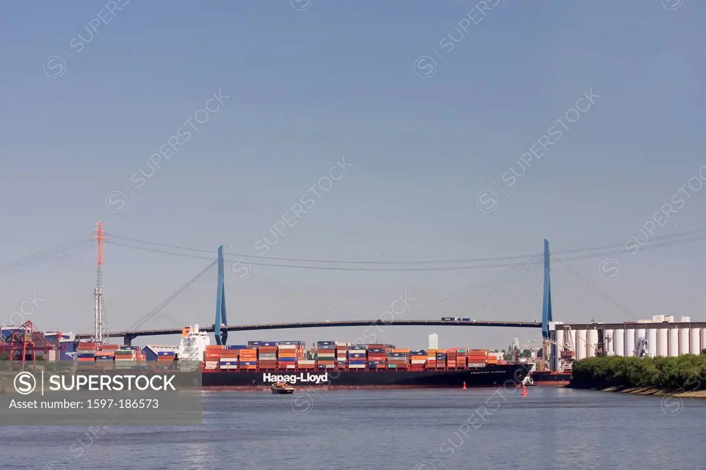 Altenwerder, container, container terminal, container port, Germany, Europe, freighter, container ship, shipping, transport, shipping, transport, Köhl...