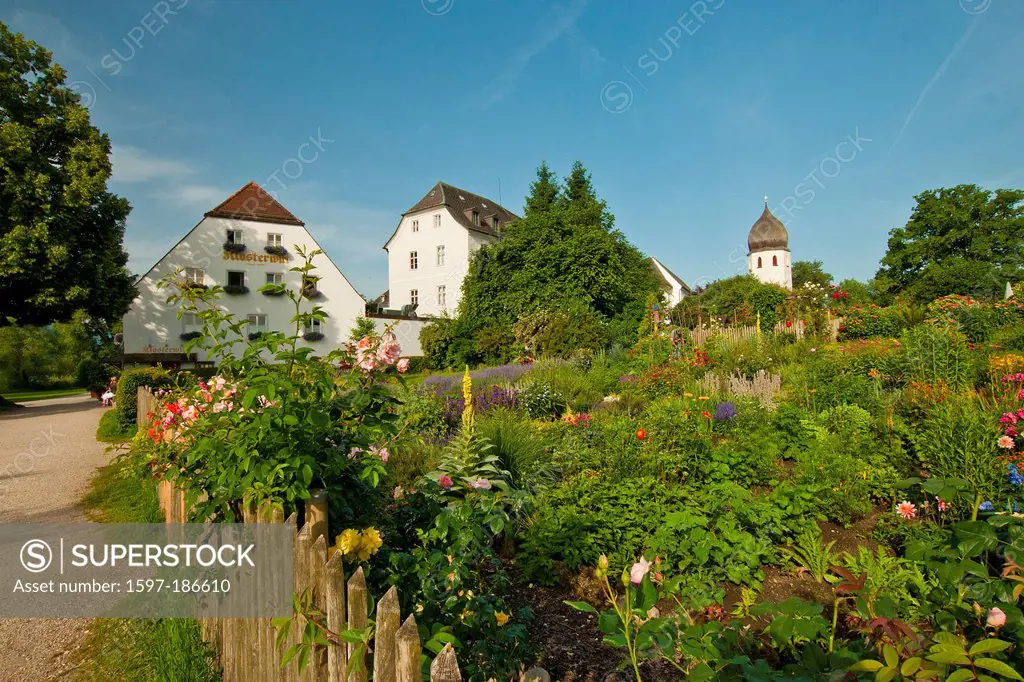 Germany, Europe, Bavaria, Upper Bavaria, Chiemsee, Chiemgau, sky, blue sky, women's island, Fraueninsel, Frauenwörth, Frauenwoerth, cloister, island, ...