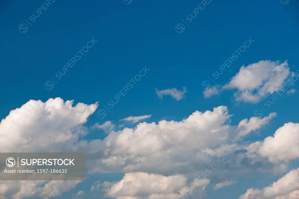 Germany, Europe, sky, blue sky, clouds, fleecy clouds, cumulus clouds, Cumulus, cloud formation, blue, white, weather,
