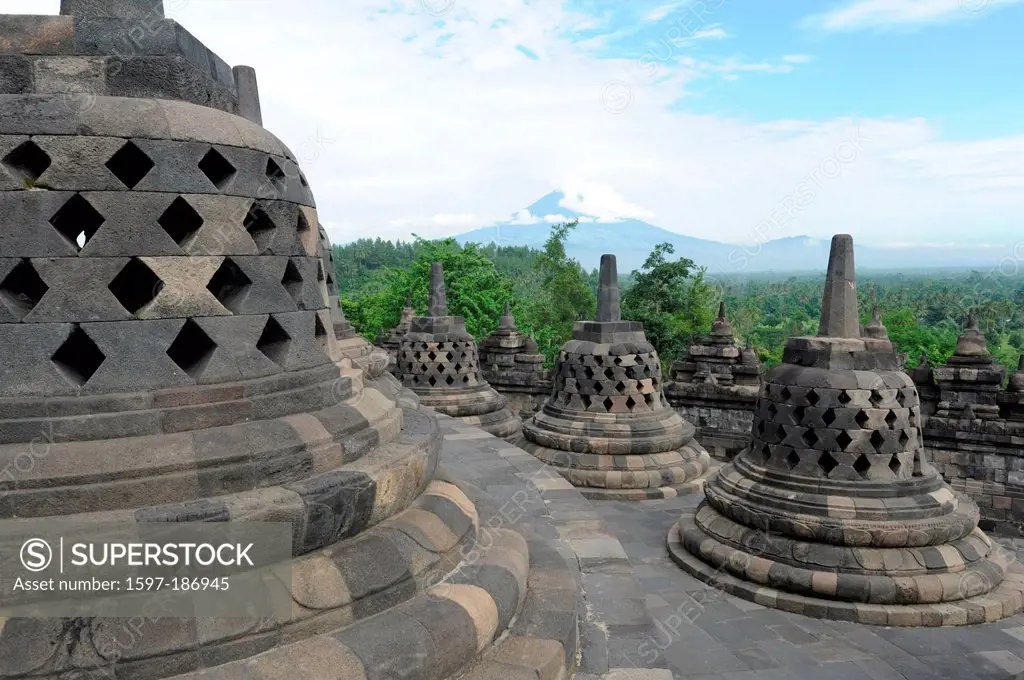 Asia, Indonesia, Java, Borobudur, Buddhism, temple, culture, Stupa, volcano, Merpati