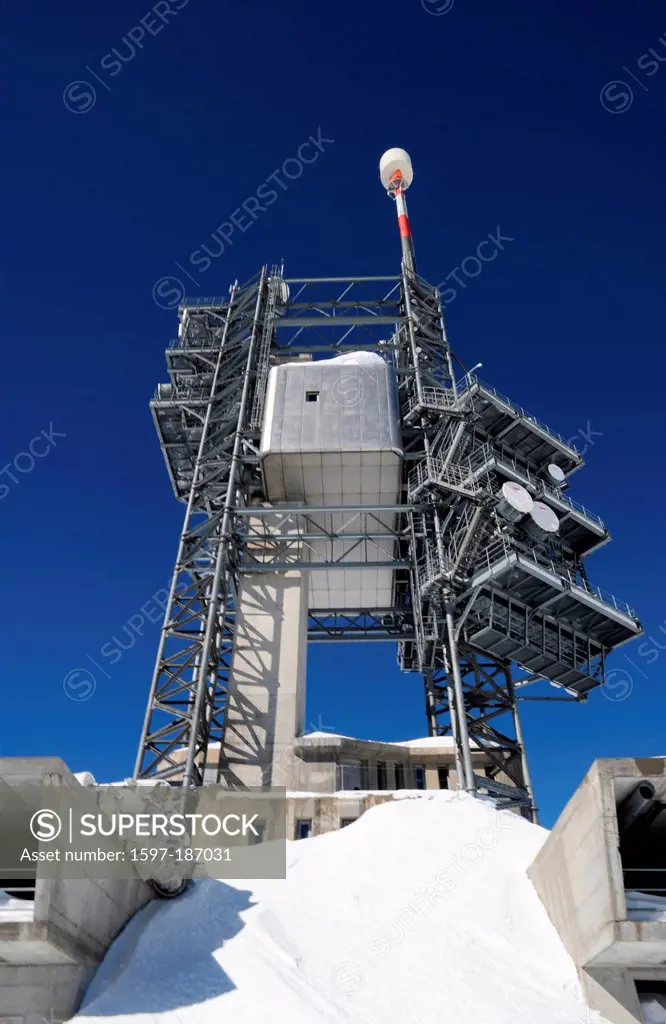 Switzerland, Europe, Obwalden, winter, Titlis broadcasting tower, mast, pole, communication, antenna
