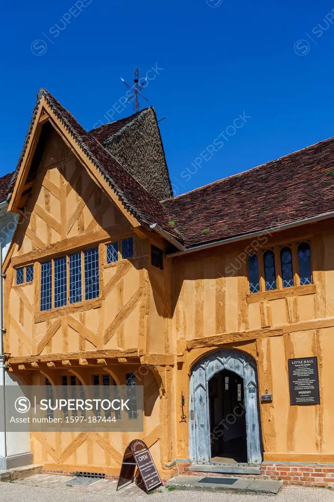 United Kingdom, British Isles, Great Britain, Europe, Britain, England, Suffolk, Lavenham, Little Hall, Timbered Building, Historical, Gabled, Archite...