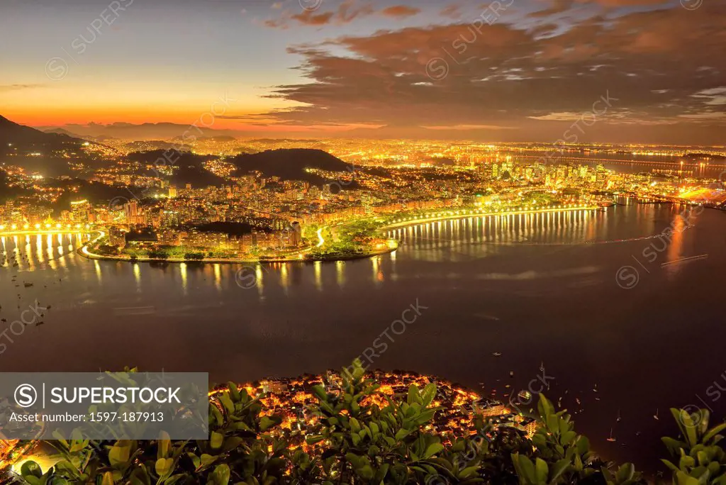 South America, Latin America, Rio, Rio de Janeiro, city, Botafogo bay, city, travel, city lights, night