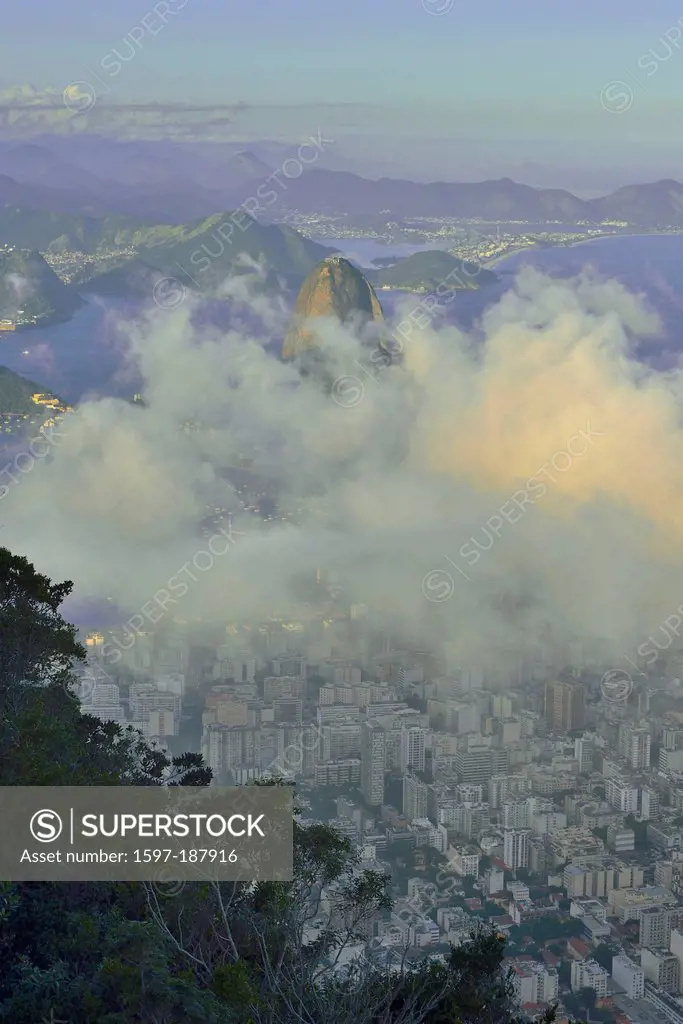 South America, Latin America, Brazil, Rio, Rio de Janeiro, city, Rio, sugar loaf, Corcovado, city, fog, vertical, travel, icon