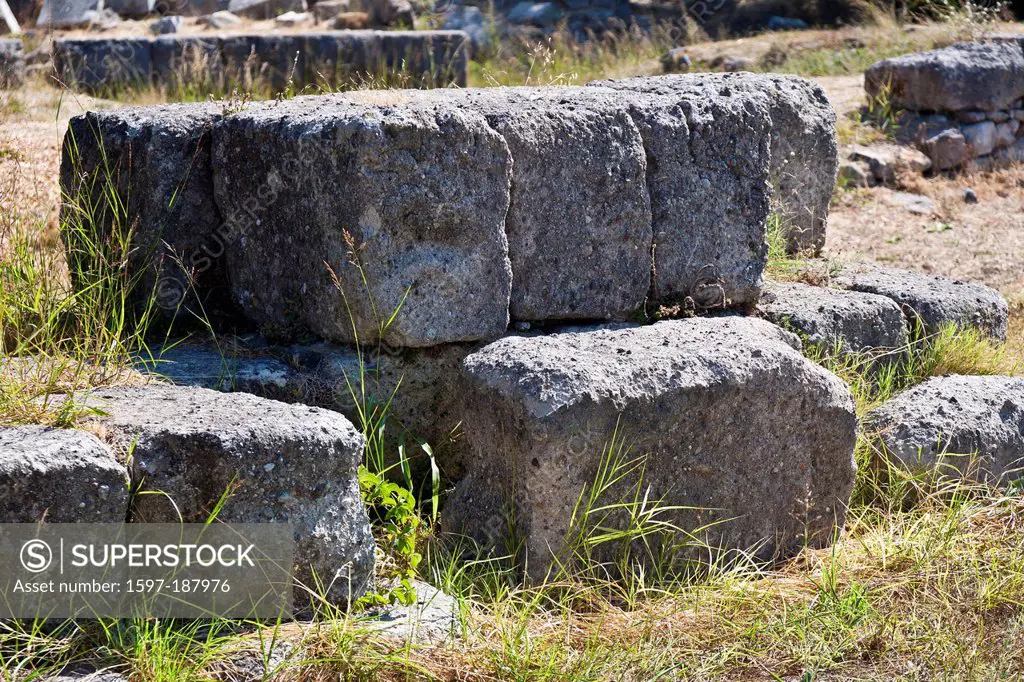 Kos, Agora, archeology, excavation, excavation site, Greece, Europe, foundation wall, port, house, home, house wall, house walls, island, Wall, Walls,...