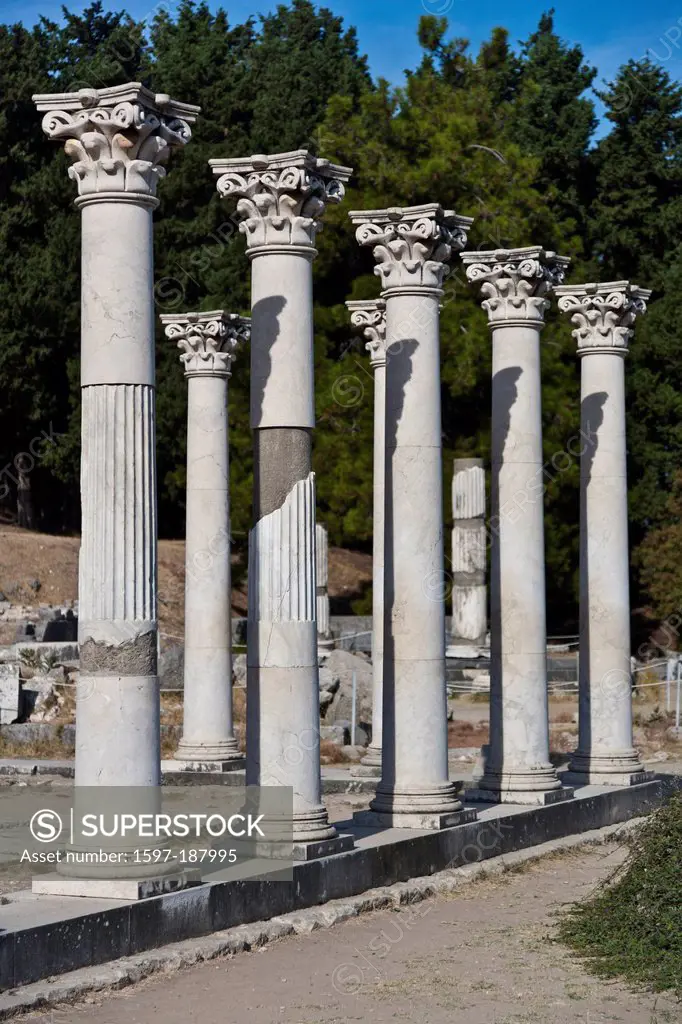 Kos, Apollon, Apollon temple, Asklepeion, excavation, excavations, excavation site, building leftovers, health center, Greece, Europe, sanctum, portra...
