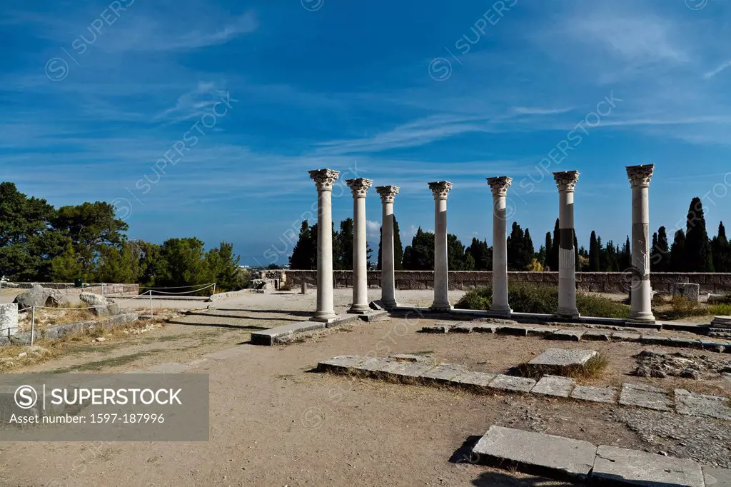 Kos, Apollon, Apollon temple, Asklepeion, excavation, excavations, excavation site, building leftovers, health center, Greece, Europe, sanctum, island...