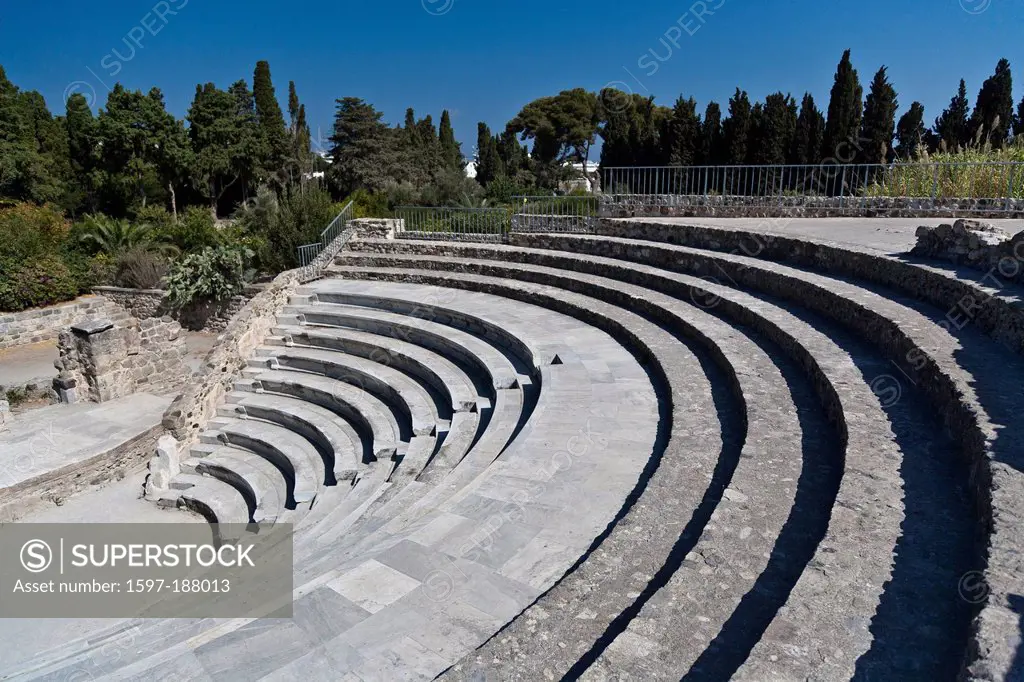 Kos, Amphitheaters, antiquity, performance, showing, stage, Greece, Europe, port, island, concert hall, Sea, Mediterranean Sea, Mediterranean, Odeon, ...