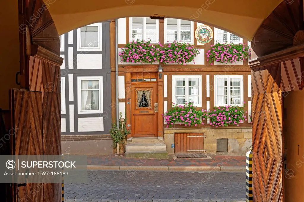 Europe, Germany, DE, Lower Saxony, Hildesheim, yellow star, historical, Neisser, home museum, half-timbered house, architecture, framework, building, ...