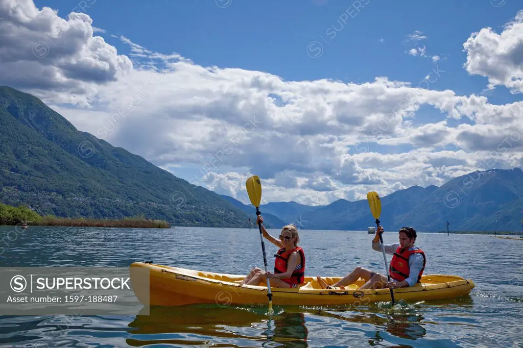 Switzerland, Europe, river, flow, brook, body of water, waters, water, ship, boat, ships, boats, lake, summer, water, water sport, canton, TI, Ticino,...