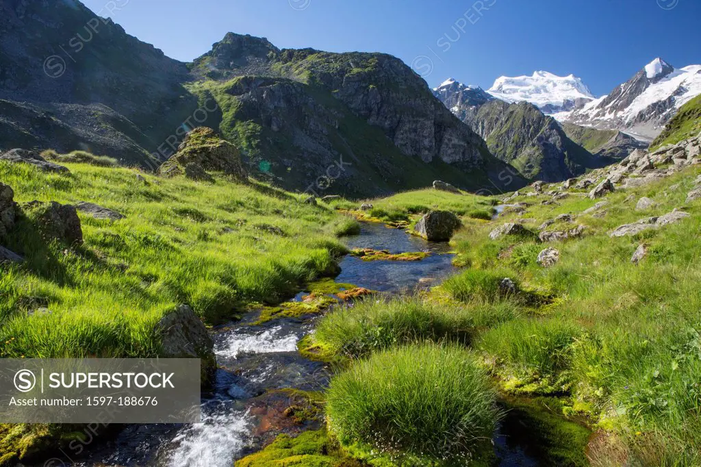 Switzerland, Europe, mountain, mountains, canton, Valais, alpine, body of water, waters, Grand Combin, Petit Combin