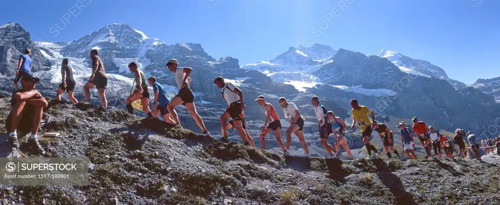 Switzerland, Europe, mountain, mountains, sports, spare time, event, canton, Bern, Bernese Oberland, Jungfrau, monk, Mönch, Eiger, run, running, marat...
