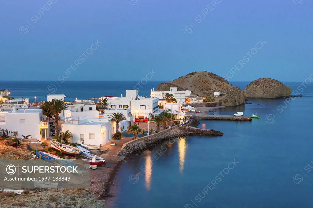 La Isleta, Almeria, Andalusia, beach, Mediterranean, sea, Spain, Europe, sunset, touristic, town, village