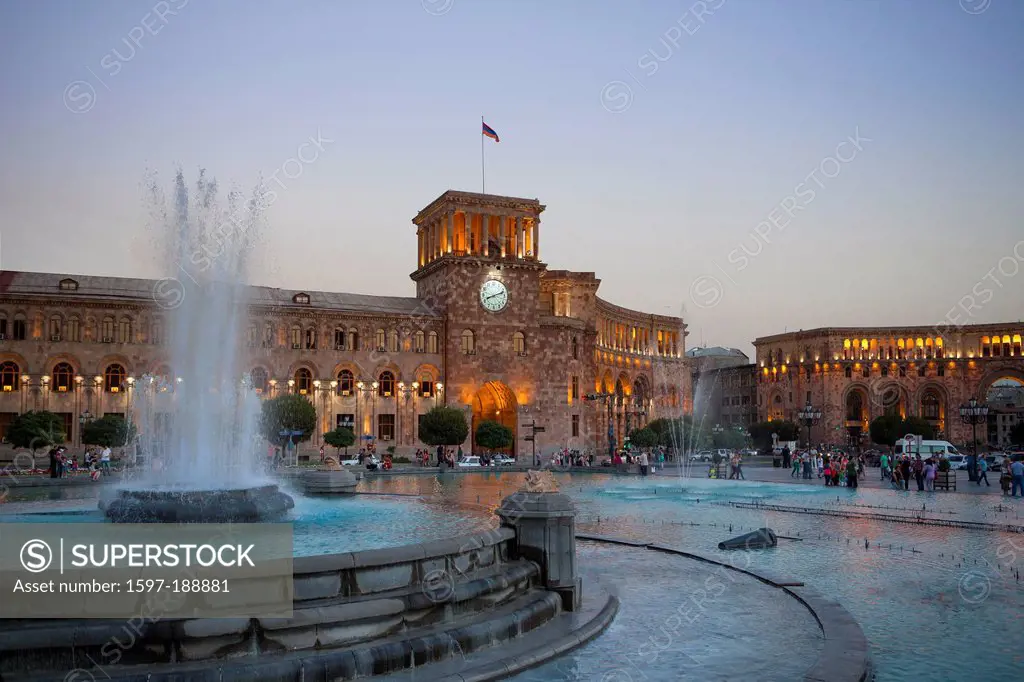 Armenia, South Caucasus, Caucasus, Eurasia, building, History, Clock, Republic, Yerevan, architecture, city, downtown, famous, fountain, landmark, pro...