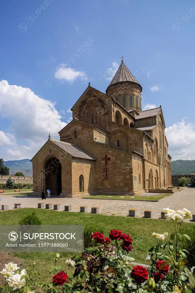 world heritage, Mtskheta, architecture, cathedral, church, entrance, flowers, Georgia, Caucasus, Eurasia, history, historical, local, saint, touristic...