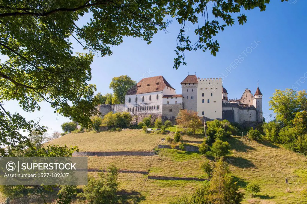 Aargau, Lenzburg, castle, Switzerland, Europe, hill,