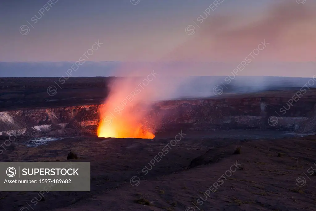 Halemaumau, Crater, USA, United States, America, Hawaii, Big Island, Hawaii Volcanoes, National Park, Kilauea, Caldera, volcano, evening, mood,