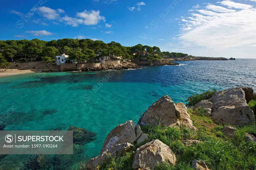Balearic Islands, Majorca, Spain, Europe, Cala Gat, Cala Ratjada, bay, coast, coastal scenery, landscape, scenery, Mediterranean Sea, sea, beach, seas...