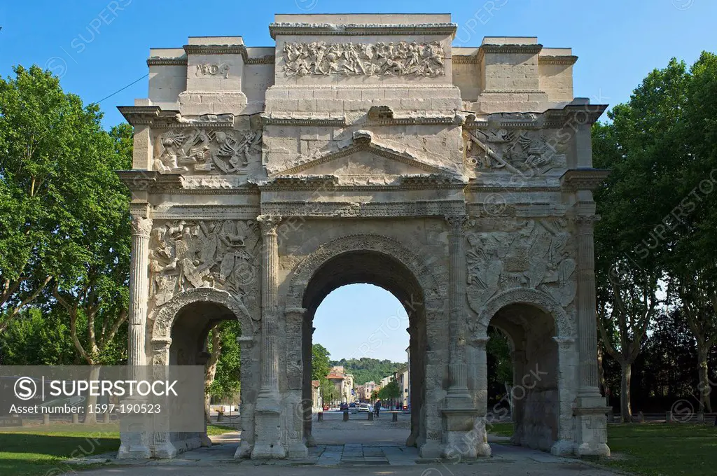 France, Europe, Provence, South of France, orange, triumphal arch, landmark, place of interest, building, architecture, outside, day, person, people, ...