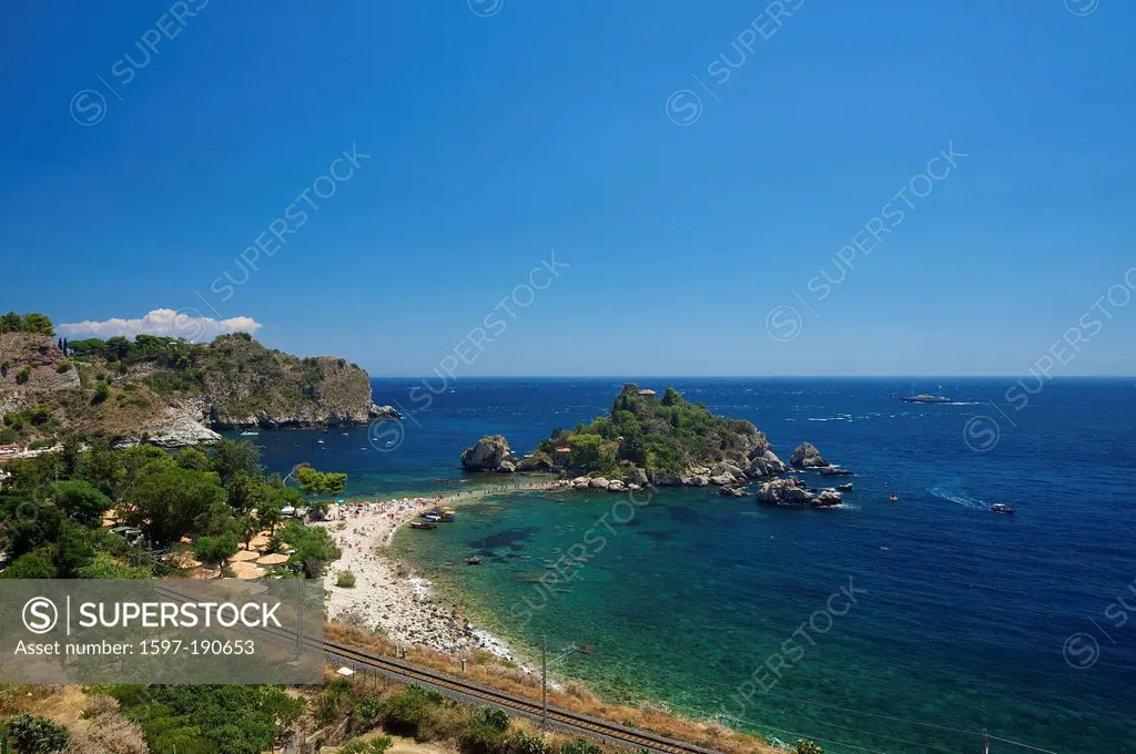 Sicily, Italy, South Italy, Europe, island, Isola Bella, Taormina, beach, seashore, coast, Mediterranean Sea, sea, outside, day, nobody,