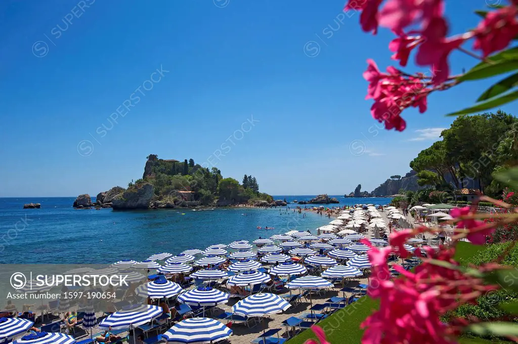 Italy, Sicily, South Italy, Europe, island, Isola Bella, Taormina, beach, seashore, coast, Mediterranean Sea, sea, outside, day,
