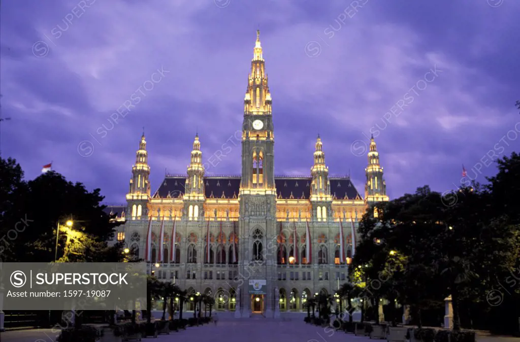 Austria, Europe, City hall, Color, Colour, Vienna