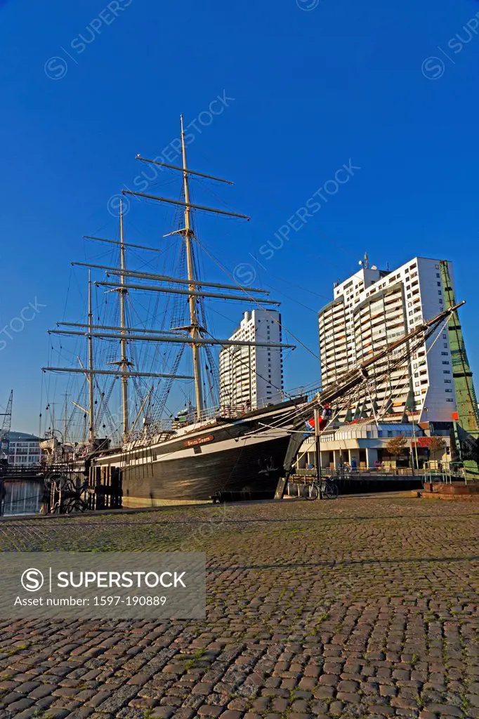 Europe, Germany, Bremen, Bremerhaven, Hans Scharoun, square, museum harbour, German, navigation museum, sail ship, SEUTE DEERN, Columbus, centre, boat...