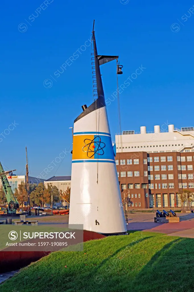 Europe, Germany, Bremen, Bremerhaven, Hans Scharoun, square, museum harbour, German, navigation museum, chimney, nuclear energy, research ship, Otto H...