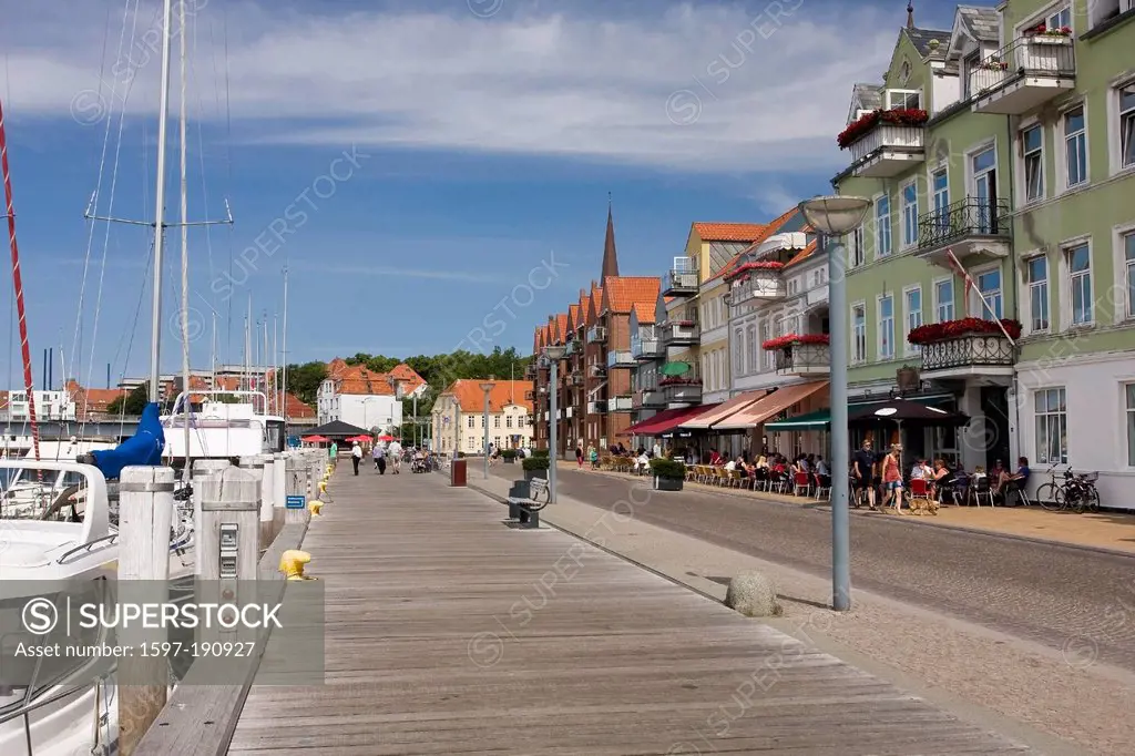 Boats, town, city, Denmark, Danish, Europe, harbours, ports, harbour, port, nobody, Sonderborg, promenade,